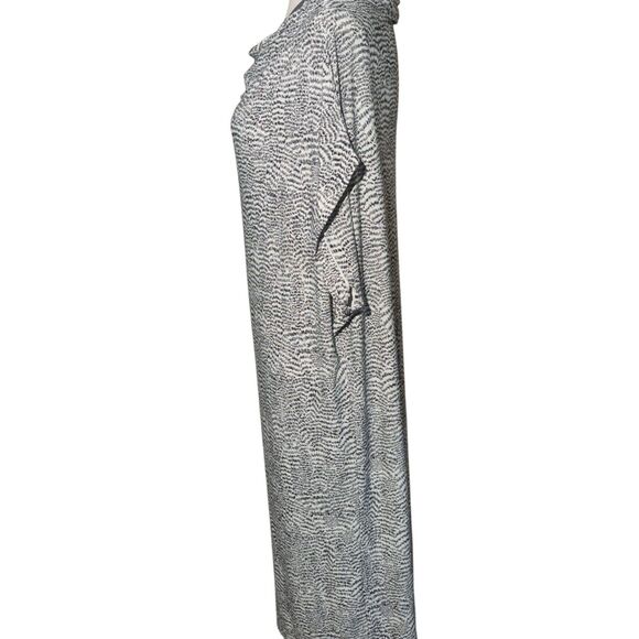 Norma Kamali Black White Abstract Print Dolman Sleeve Cowl Neck Tunic Dress XL - Picture 3 of 5